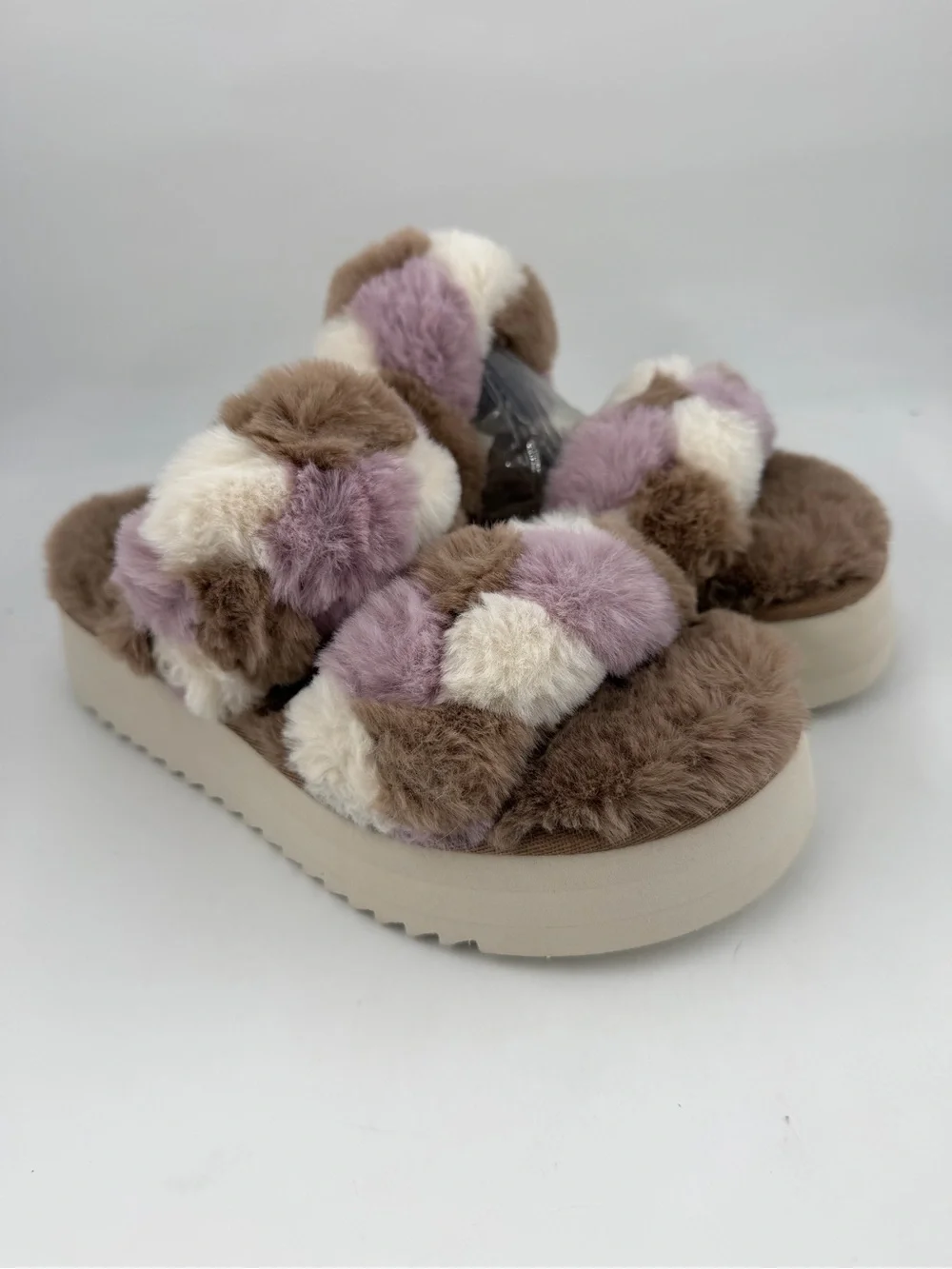 👞 Koolaburra by Ugg Ya-Baby -SZ 3.5- Multicolor Fuzzy Slide Sandals